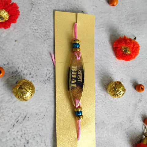 Buy Resin Golden Rakhi for Bade Bhaiya