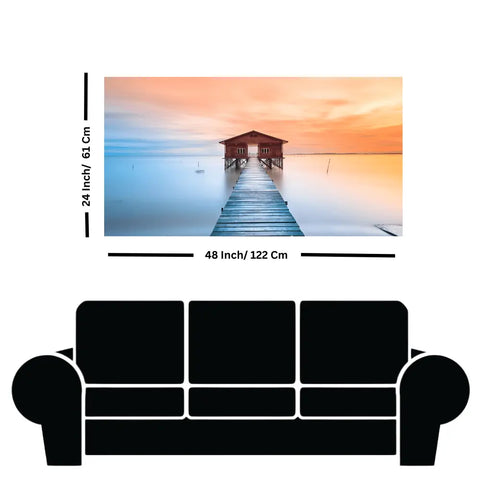 Buy Seaside Bridge in sunset canvas wall art online