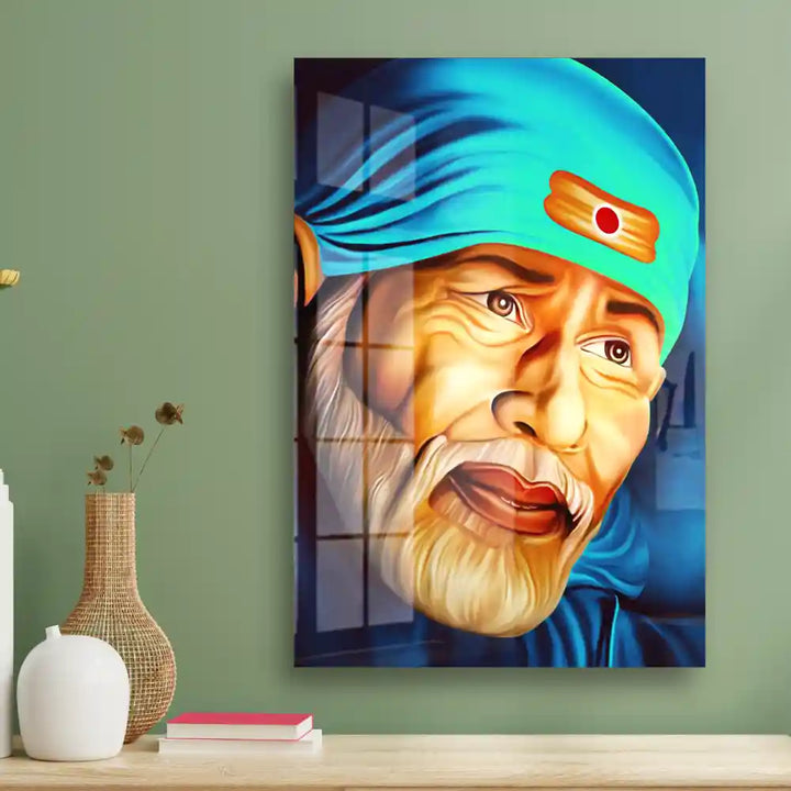 Shirdi Sai Baba acrylic wall art with glossy high definition portrait