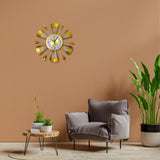 Buy Stunning Golden Metal Flower Style Wall Clock