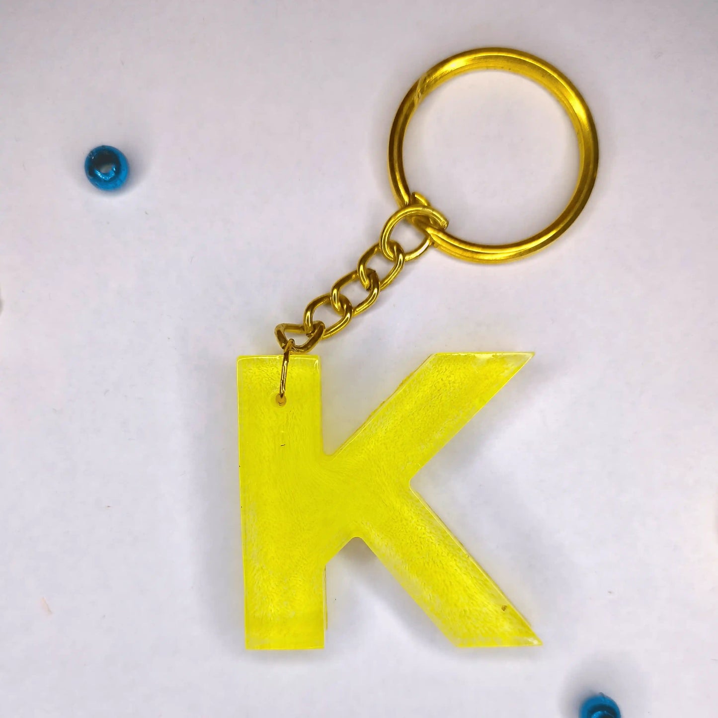 Buy Trendy yellow resin keychains with k initials Gift for Mother on Mothers Day or Birthday Gift