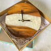 Buy White And Wooden Abstract Epoxy Resin Table Clock
