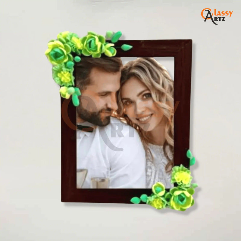buying green floral wood photo frames online