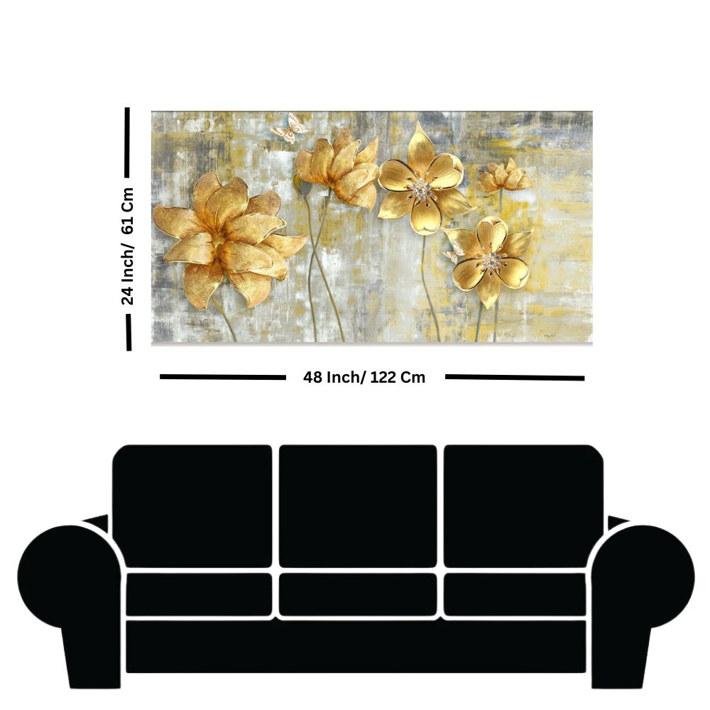 Golden Flower Canvas Wall Painting