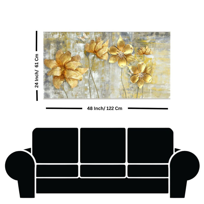 Golden Flower Canvas Wall Painting