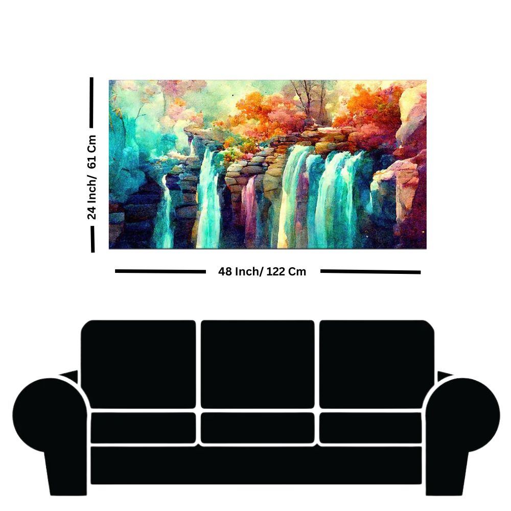 Beautiful Waterfall Scenery Premium Canvas Wall Painting