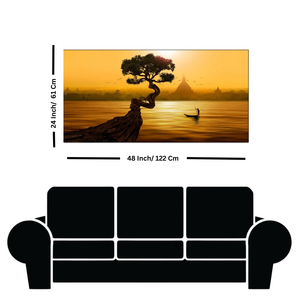 Twisted Tree and Sunset Canvas Print Wall Painting