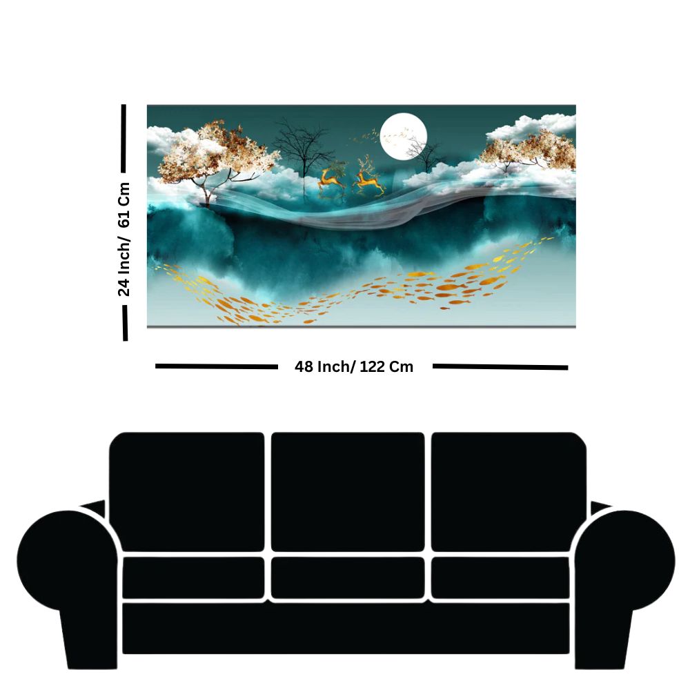 Mystical Moonlight Deer Canvas Wall Painting