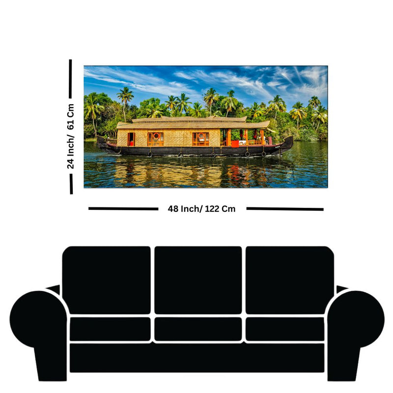 Kerala Houseboat Canvas Wall Painting