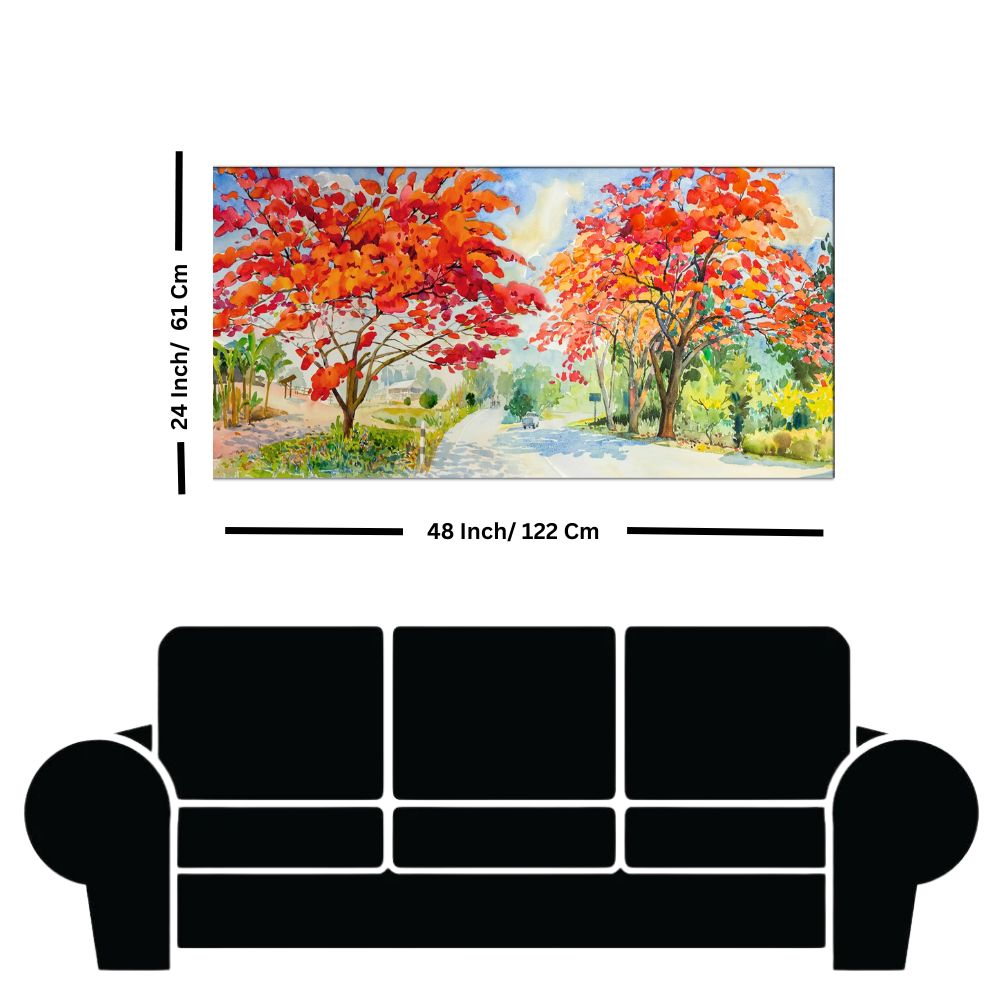 Red Flower Tree Canvas Print Wall Painting