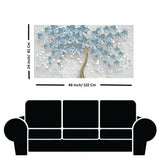 3D Tree Blue Flower Canvas Wall Painting