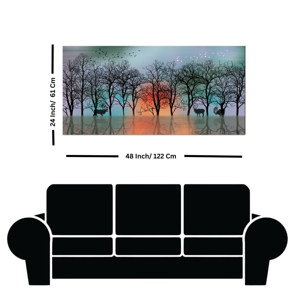 Enchanted Forest Sunset Wall Art Painting