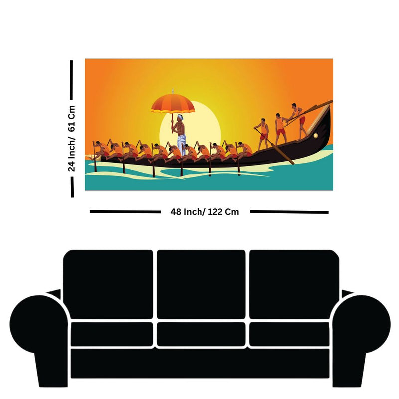 Kerala Snake Boat Race Canvas Wall Painting