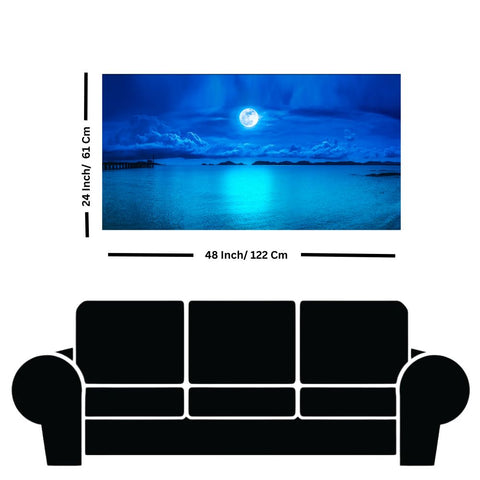 HD Moonlight Ocean Canvas Wall Painting