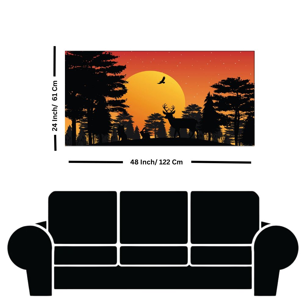 Animal Silhouette at Sunset Canvas Print Wall Painting