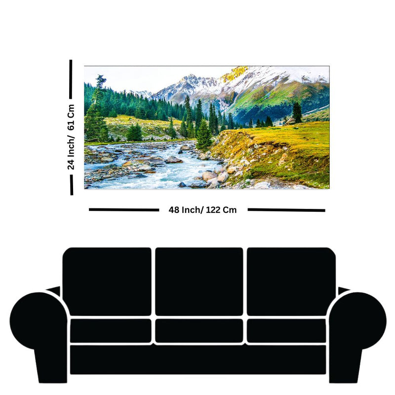 Mountain and River Abstract Canvas Wall Painting