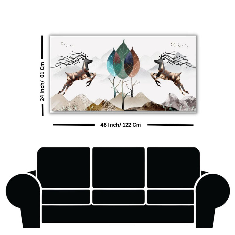 Mystical Deer & Nature Canvas Wall Painting