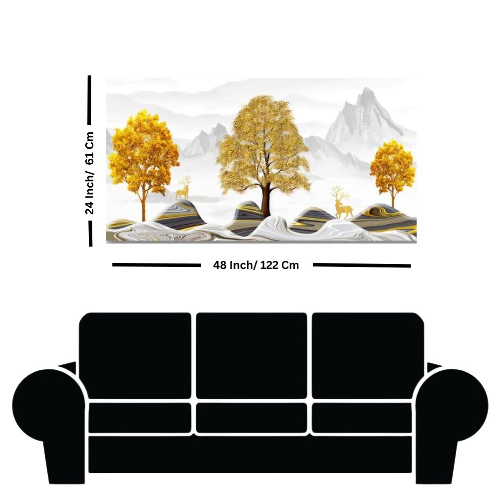Golden Serenity Landscape Canvas Wall Painting