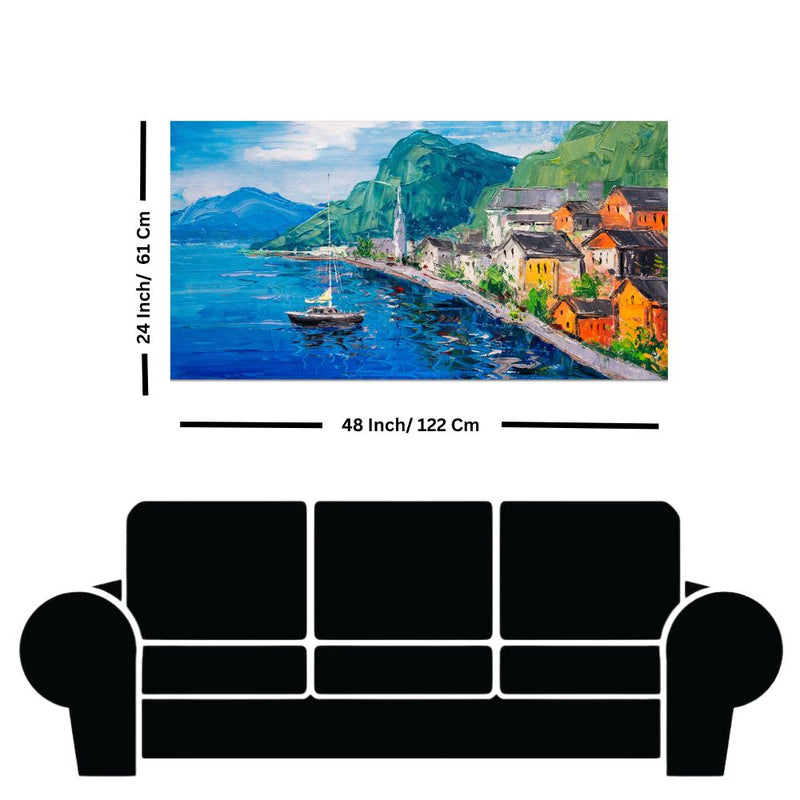 Mountain & River Abstract Canvas Wall Painting