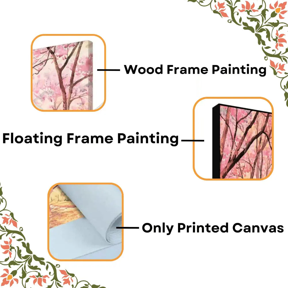 cherry blossom tree premium canvas wall painting for home decor