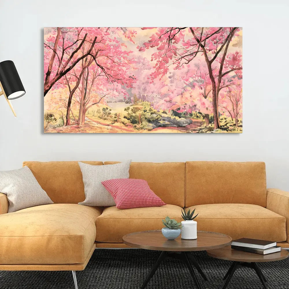 cherry blossom tree premium canvas wall painting