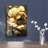 Contemporary Luxury Golden Floral Acrylic Wall Art
