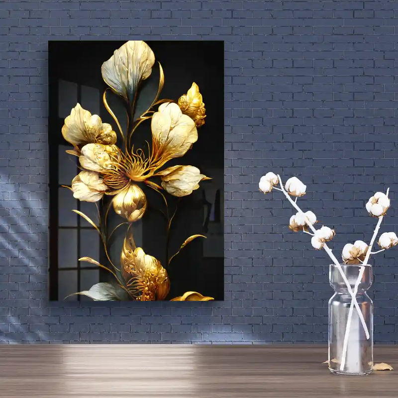 Contemporary Luxury Golden Flower Wall Art