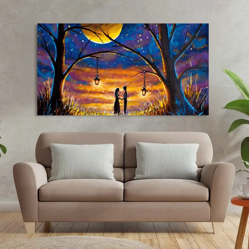 Couple Sunset With Moon canvas Wall painting for living room