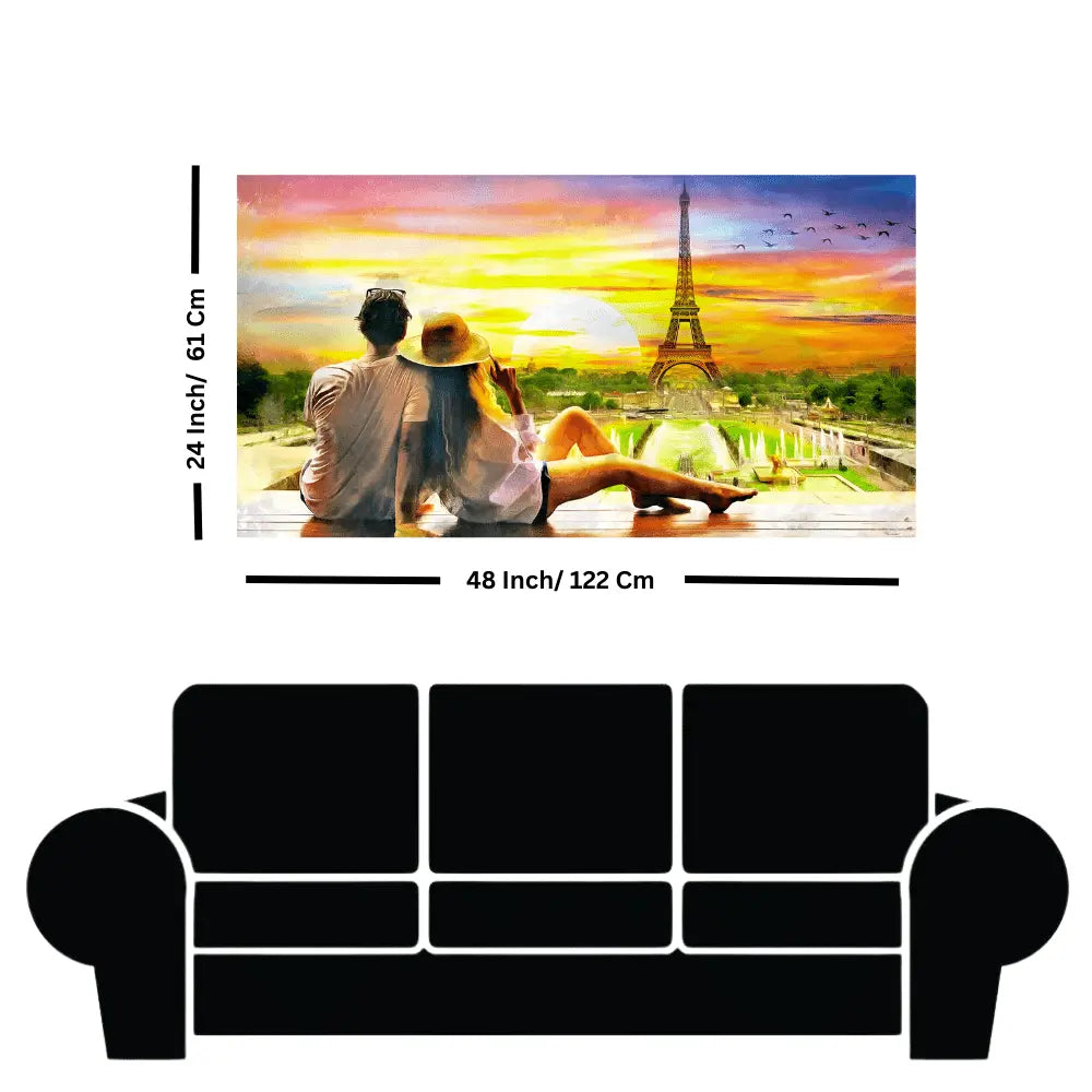 Couple Watching Eiffel Tower print artwork