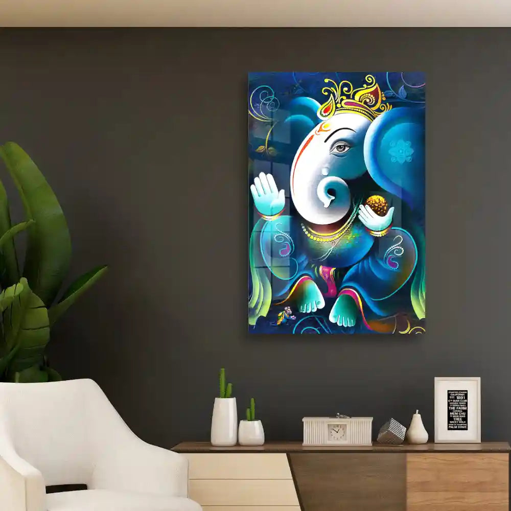 Custom Lord Ganesha On Decorative Background Artwork