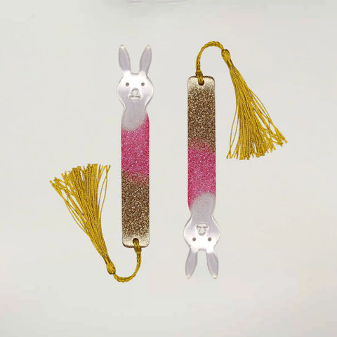 Buy Pink and Golden Transparent resin bookmark