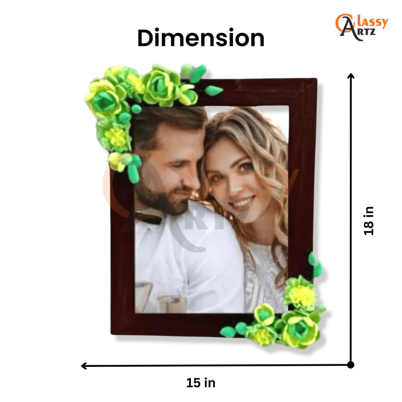 purchase customized green floral wood photo frames