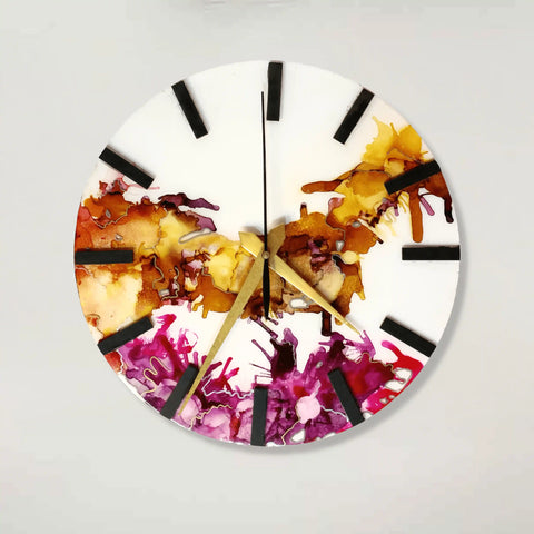 customized-handmade-wall-clock-in-resin-alcohol-ink-abstract-art