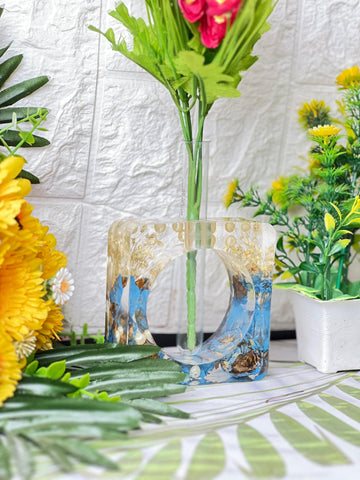 Resin Flowers Plantter with Real Roses with Pearls Flowers Preservation