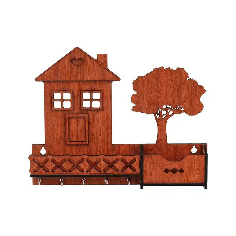 Designer Home Multipurpose Wall Shelf/Wall Mount Key Holder with Mobile Charging Stand Wooden Key Holder for sale