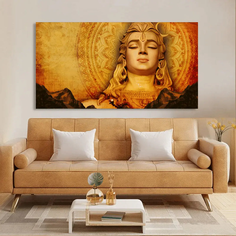 Devotional Lord Shiva 3D Canvas Wall Painting