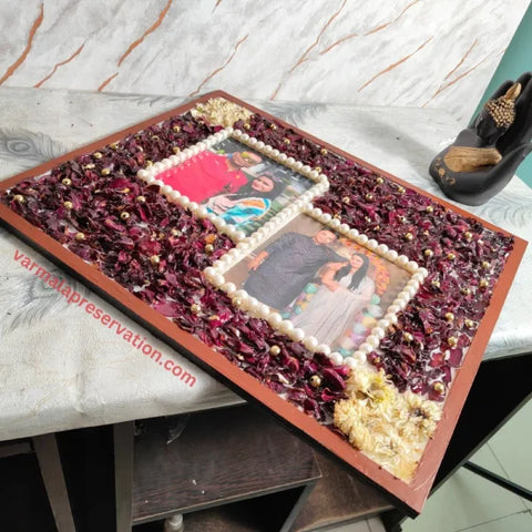 Anniversary Flower Preservation with Dual Couple Photos | Anniversary Gift for Wife |  12-inch Photo Frame | Memories Keepsake for Home Decor
