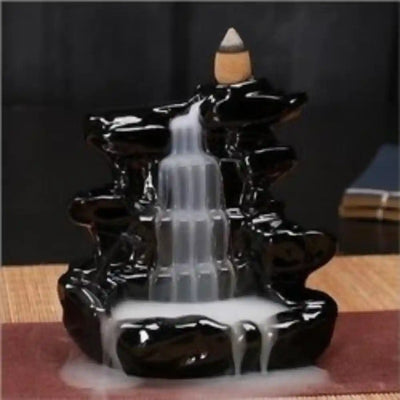 Dropping Fountain Design Smoke Backflow Showpiece Incense Holder Decorative Showpiece With 10 Free Smoke Backflow Scented Cone Incenses For Pooja Room, Home Temple