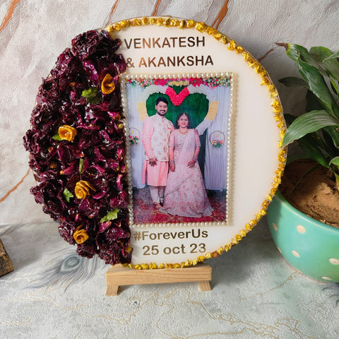 3D Look Wedding Garland Preservation Frame | Preserve Wedding Details in Couple Photo Frame | Enhance Your Table Decor with Wedding Memories Keepsake (10 Inch)