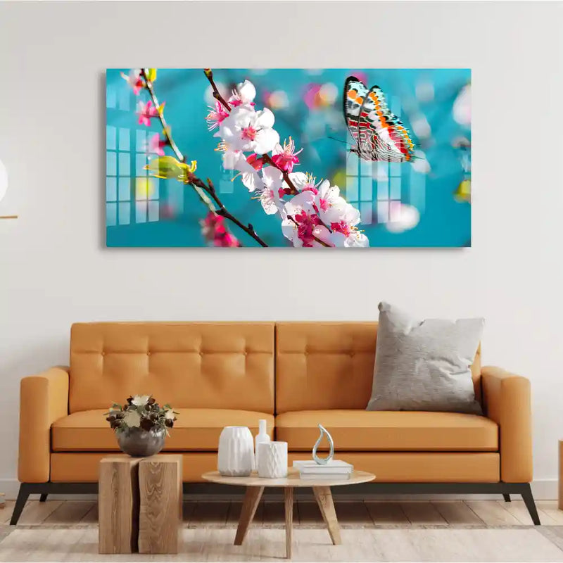 Flowers And Butterfly Acrylic Wall Decor