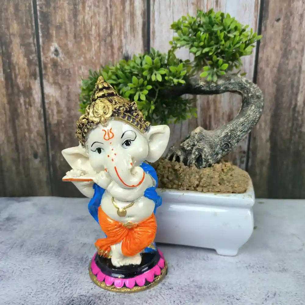 Flute Little Ganesha Statue decorative item