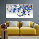 Flying Birds and Blue Flowers canvas for living room