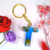 Get Preserved Flower Resin Keychains With Beautiful Blue Multiple Alphabet Perfect for Couples