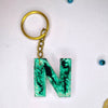 Get Resin Keychains Geode Green With Stunning N alphabets