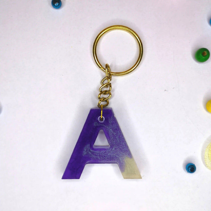 Get Stylish resin keychains with A initials For Father's Day