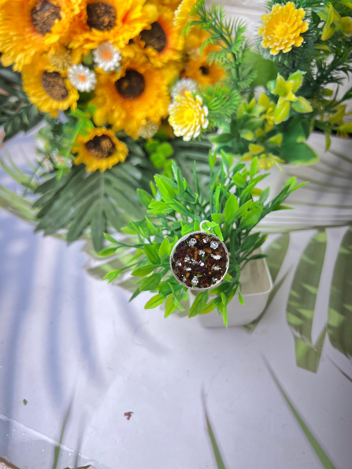 Resin 3set of pendent Round Real Silver Pendent , Heart Dom shape pendent , Heart Shape pendent Flowers Preservation