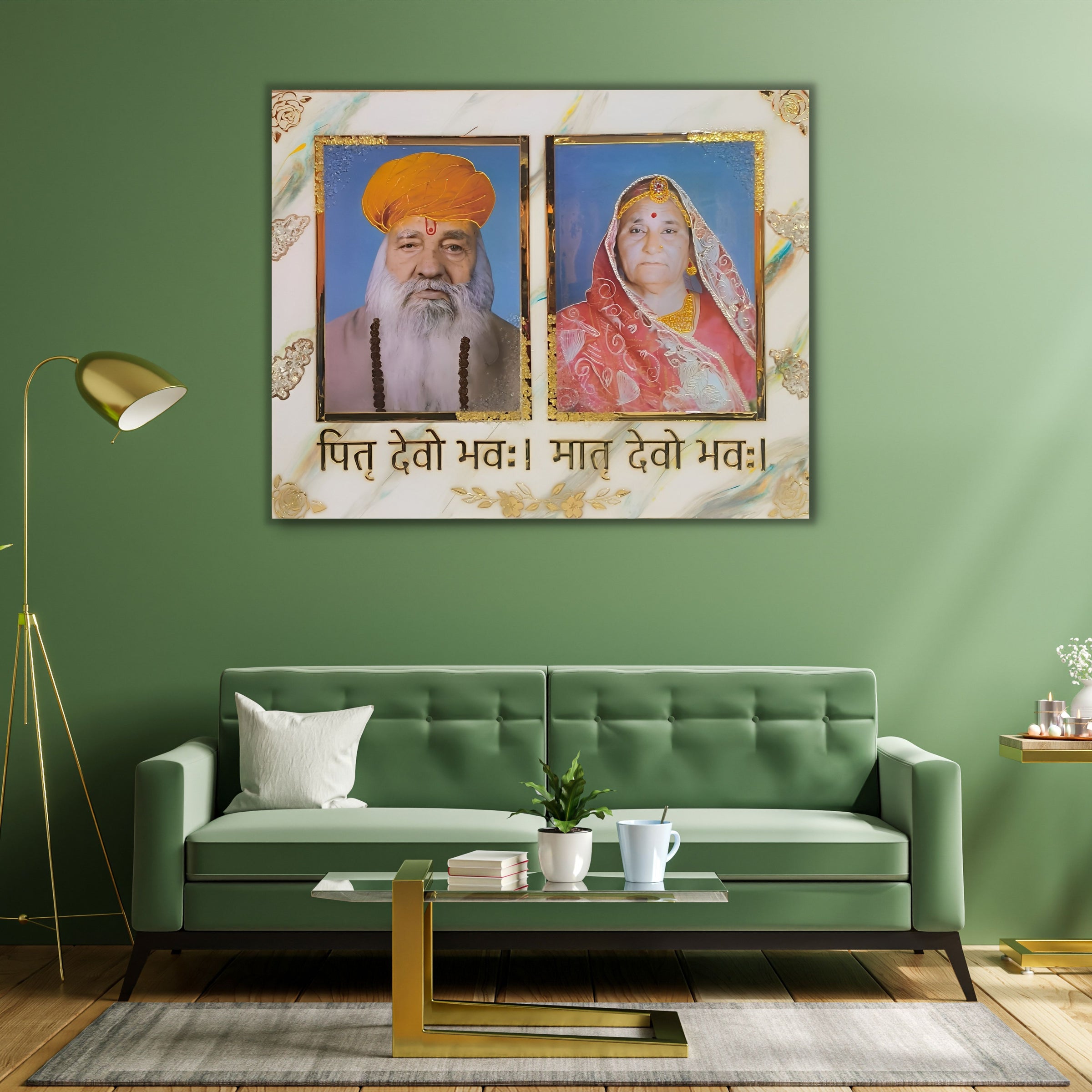 Personalized Resin Photo Frame In Marble Effect For Parents (Big)
