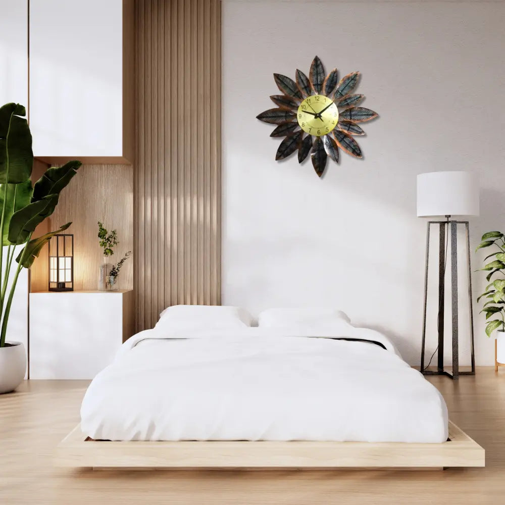 Glamorous Metallic Floral Wall Clock Online