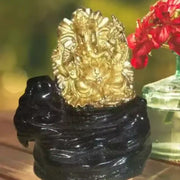 Gold Plated Ganeshji Statue dhoop batti Holder Decorative Showpiece with 10 Free Smoke Backflow Scented Cone Incenses For pooja room, décor your home, office and giftt
