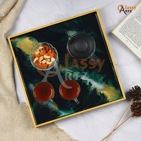 green golden abstract decorative trays online